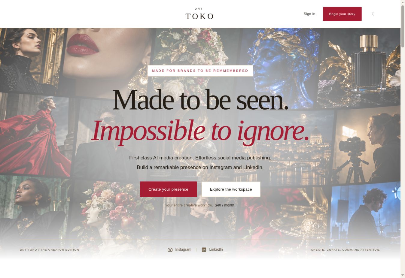 Screenshot of the DNT Toko landing page