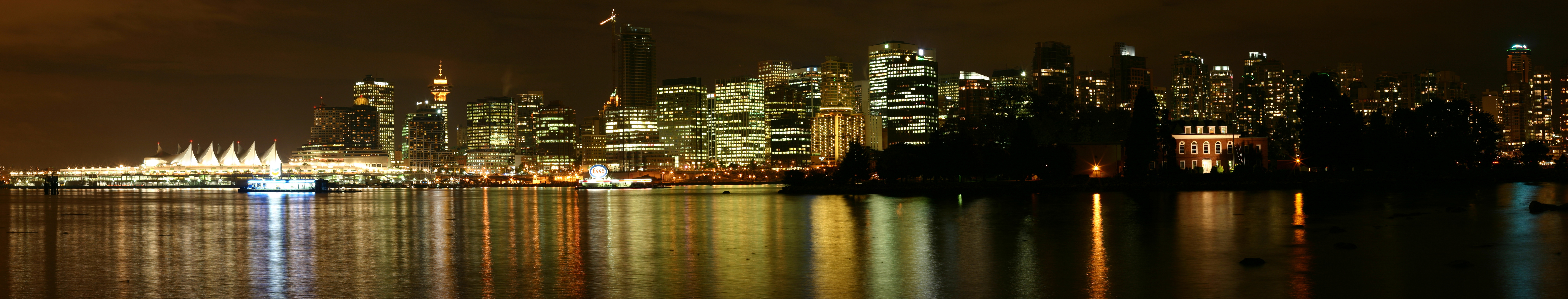 Vancouver skyline illuminated at night